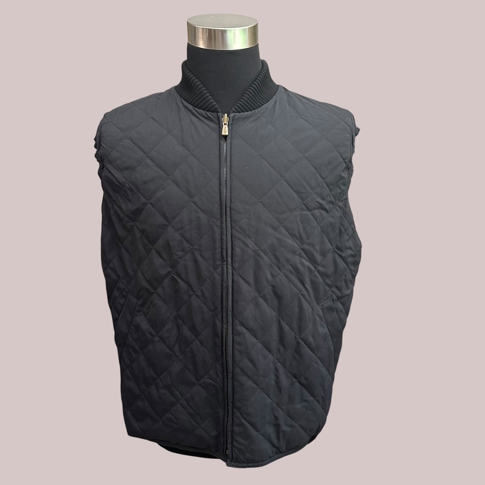 Loro Piana Black Quilted Inner Vest for Jackets Cotton Cashmere Blend Mens sz XL